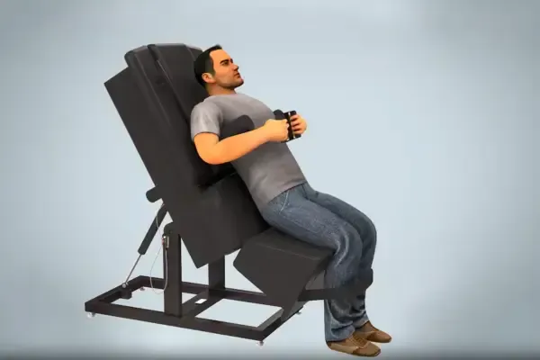A digital rendering of a patient positioned on a motorized spinal decompression table for non-surgical back pain therapy in Fort Mill, SC.