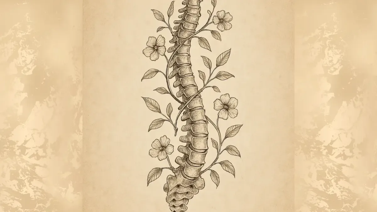 Medical illustration showing structural vertebral joint inflammation and nerve irritation, highlighting the physical root causes of back pain treated naturally without medication in Fort Mill, SC.