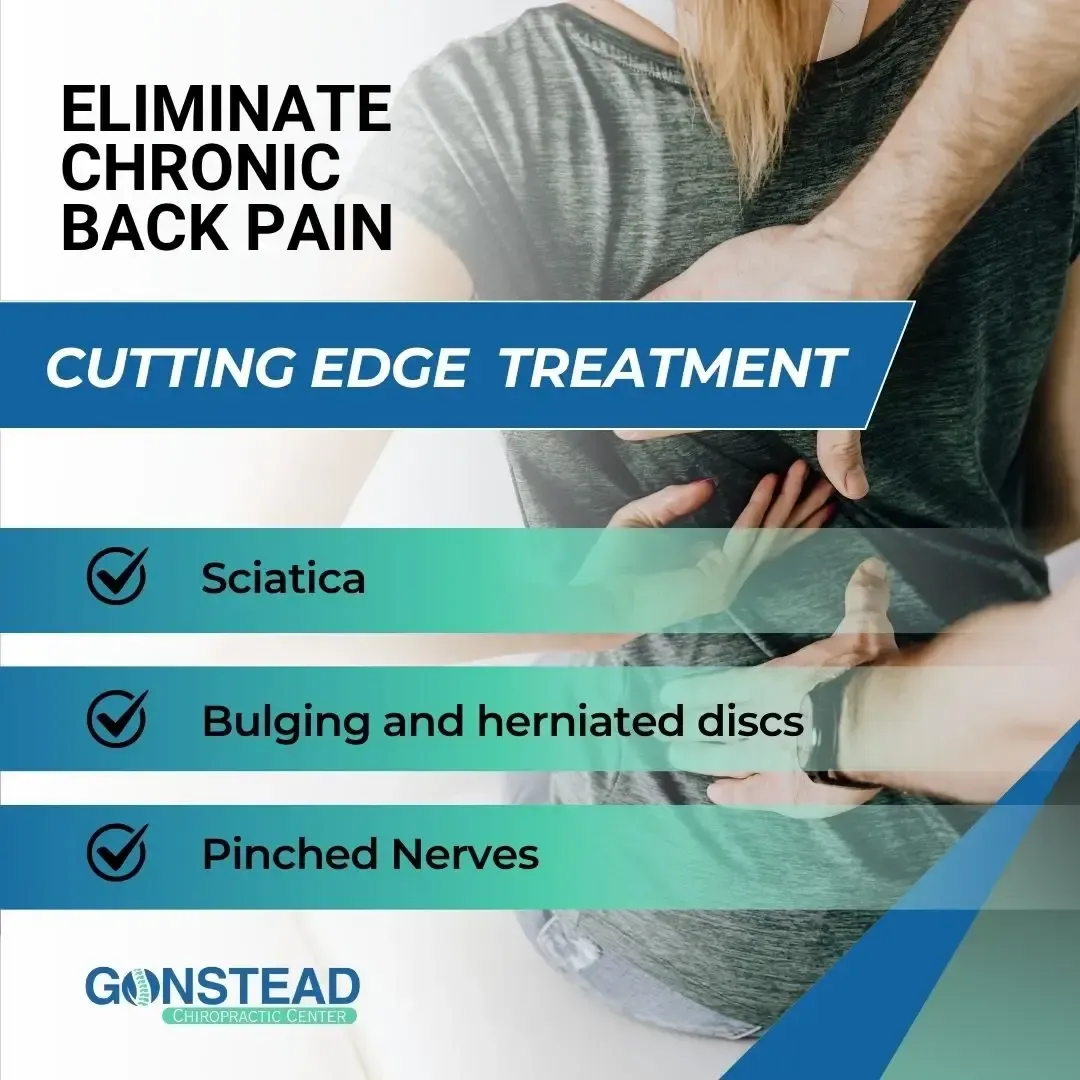 A promotional infographic for a back pain specialist in Fort Mill, SC, highlighting cutting-edge treatments for sciatica, bulging and herniated discs, and pinched nerves.