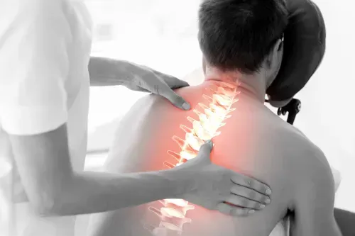 Illustration of upper back and shoulder muscle pain showing areas treated with chiropractic care in Fort Mill SC