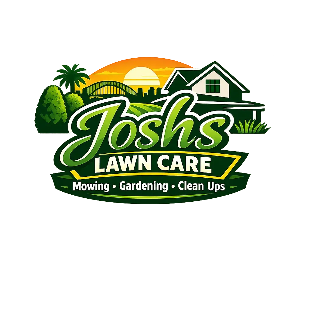 Brand logo consisting of a white leaf outline inside a green rounded square, followed by the text 'Josh's Lawn Care' in a bold serif font.