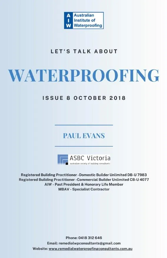 2018-October-Australian-Institute-Waterproofing-AIW-Newsletter-President-Paul-Evans