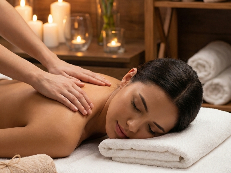 Traditional Thai massage in Houston using assisted stretching and acupressure techniques