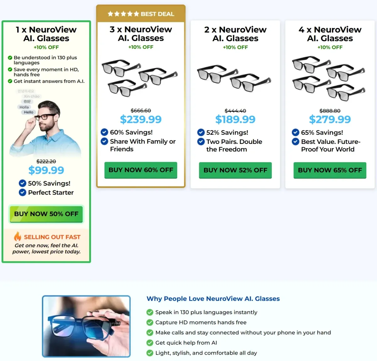 NeuroView AI Glasses pricetable 