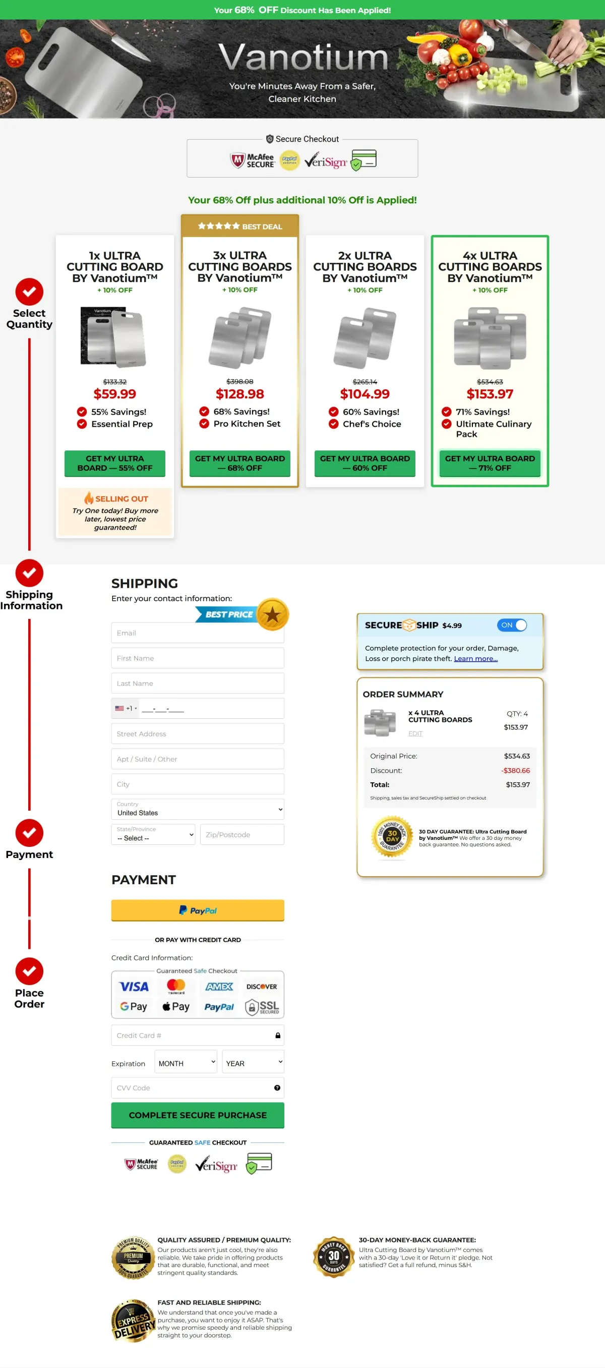Vanotium Ultra checkout
