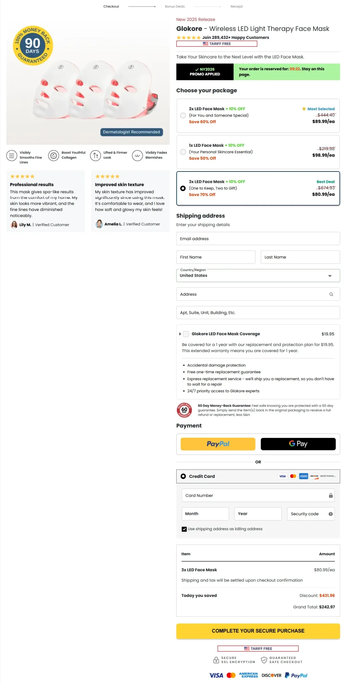 Glokore Light Therapy Mask checkout