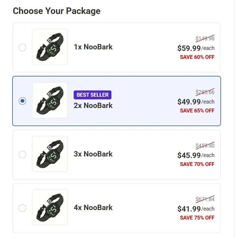 NooBark pricetable 