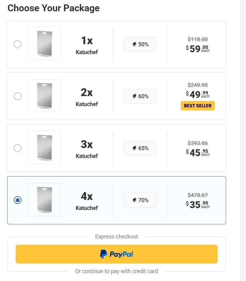 KatuChef Titanium Board pricetable 