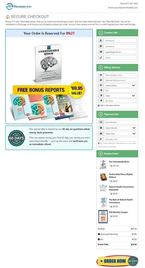 The Unbreakable Brain Book checkout