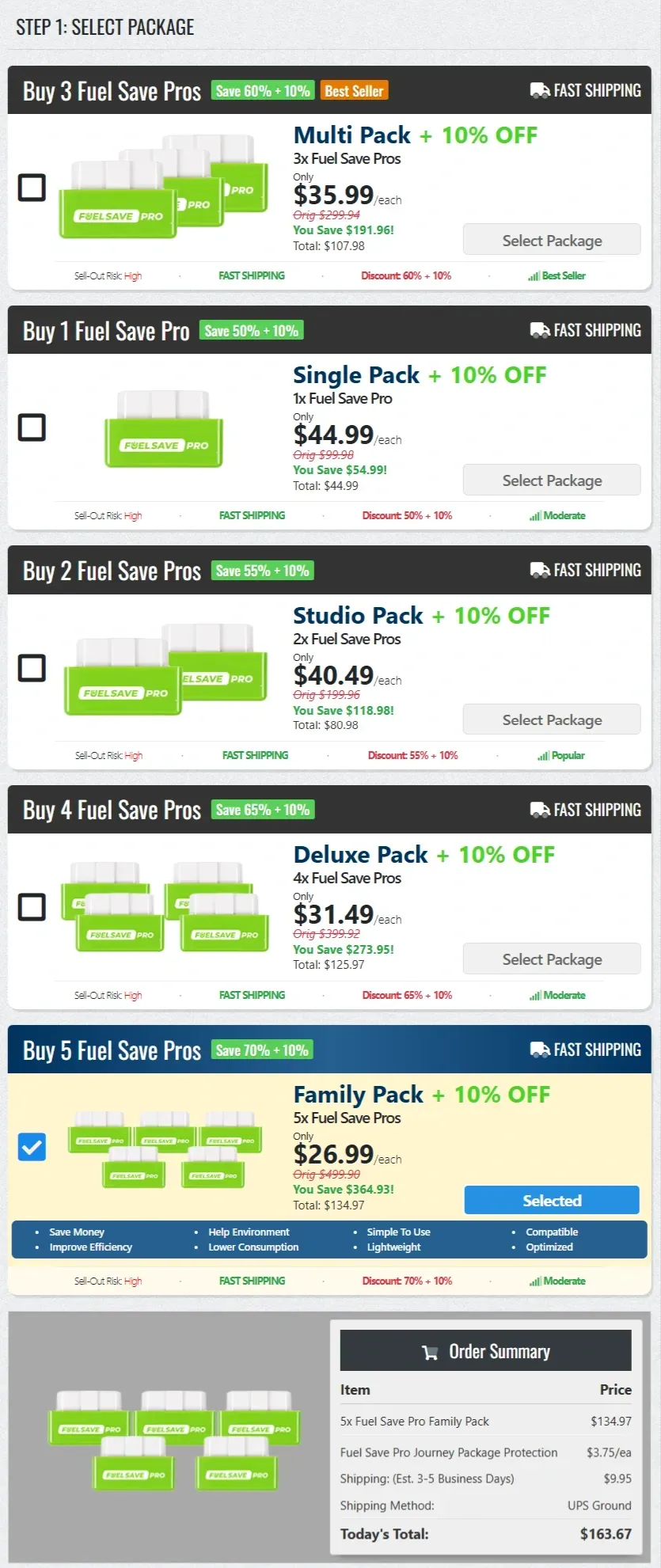Fuel Save Pro pricing