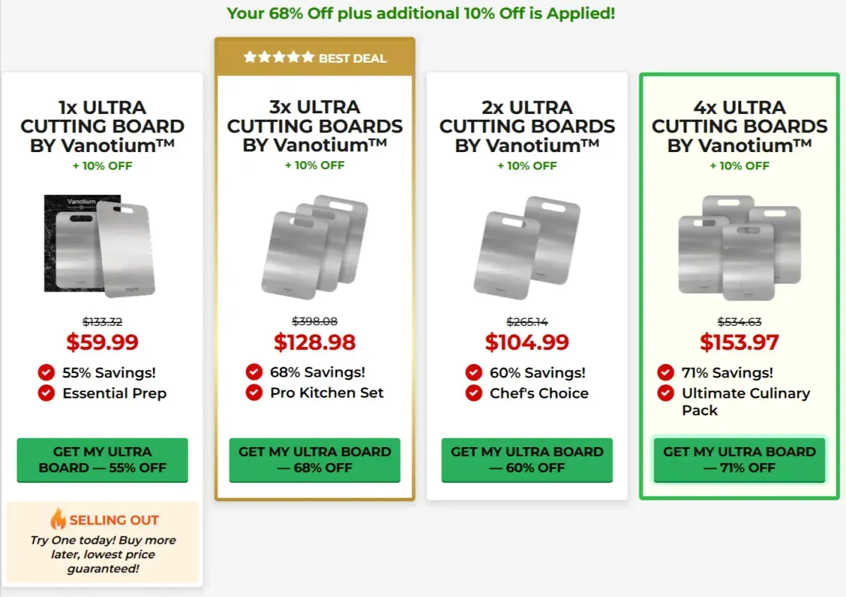 Vanotium Ultra Cutting Board pricing