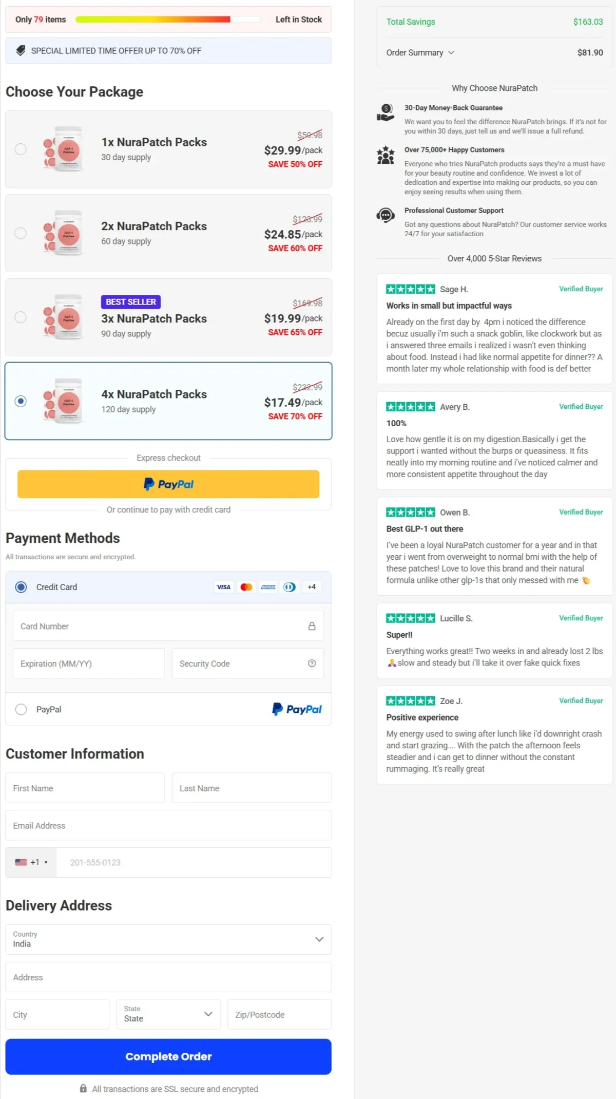 NuraPatch GLP-1 checkout