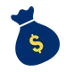 Illustration of a blue money bag with a yellow dollar sign.