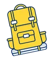 Illustration of a yellow backpack with blue accents.