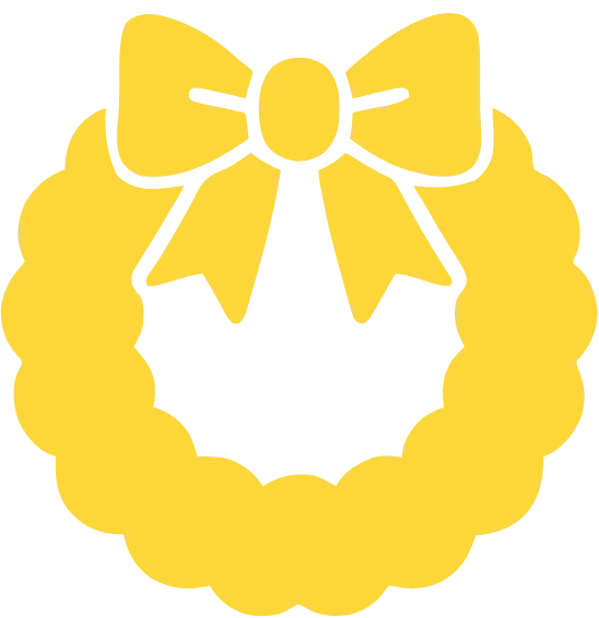 Illustration of a gold Christmas wreath