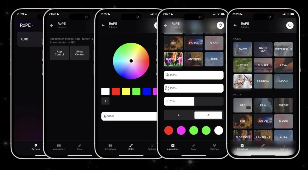 Mobile app controlling Luxi Luxi lights