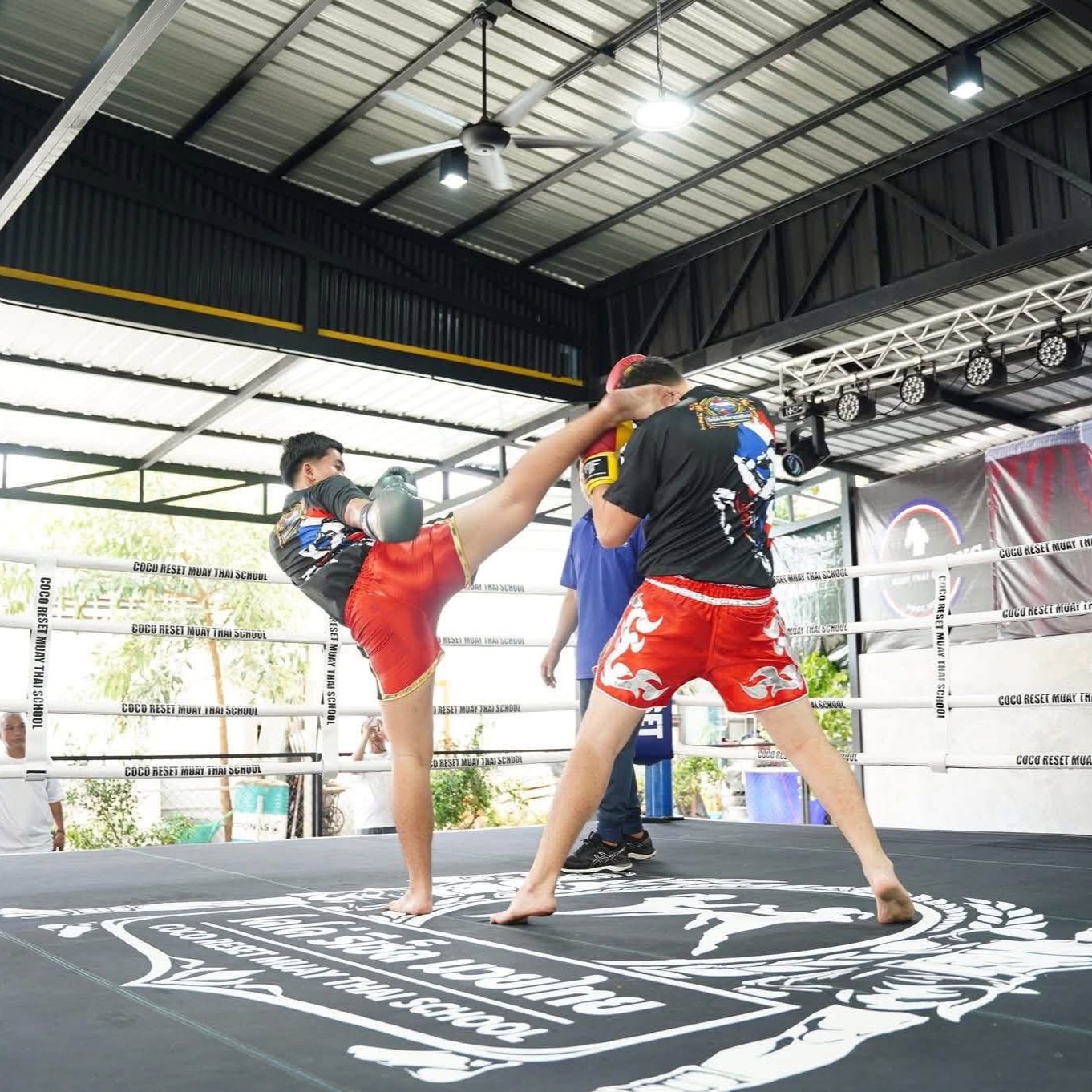 Muay Thai training ring at Coco Retreat Phuket, where participants experience the Executive Relaunch Retreat in a setting that combines physical practice with structured reset.