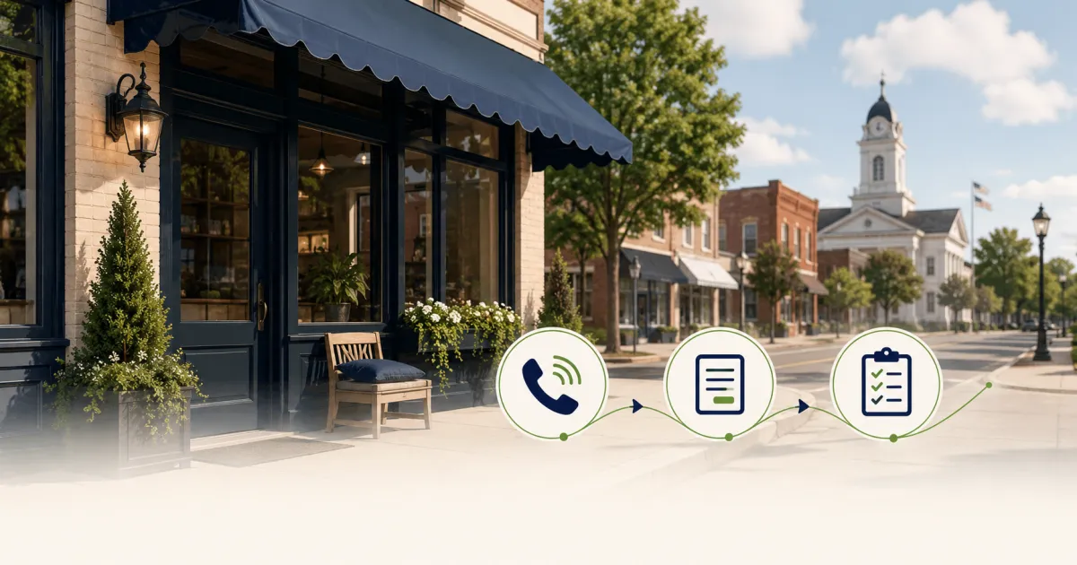 Meriwether County local business front door audit showing calls, forms, messages, and follow-up.