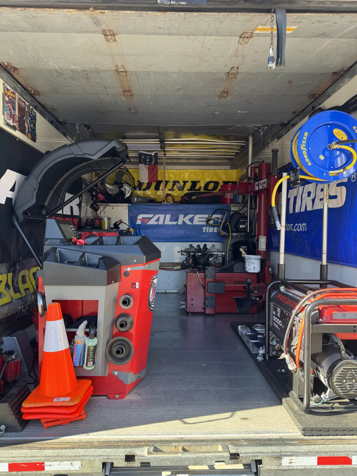 Burnout Mobile Tires truck performing a mobile tire service