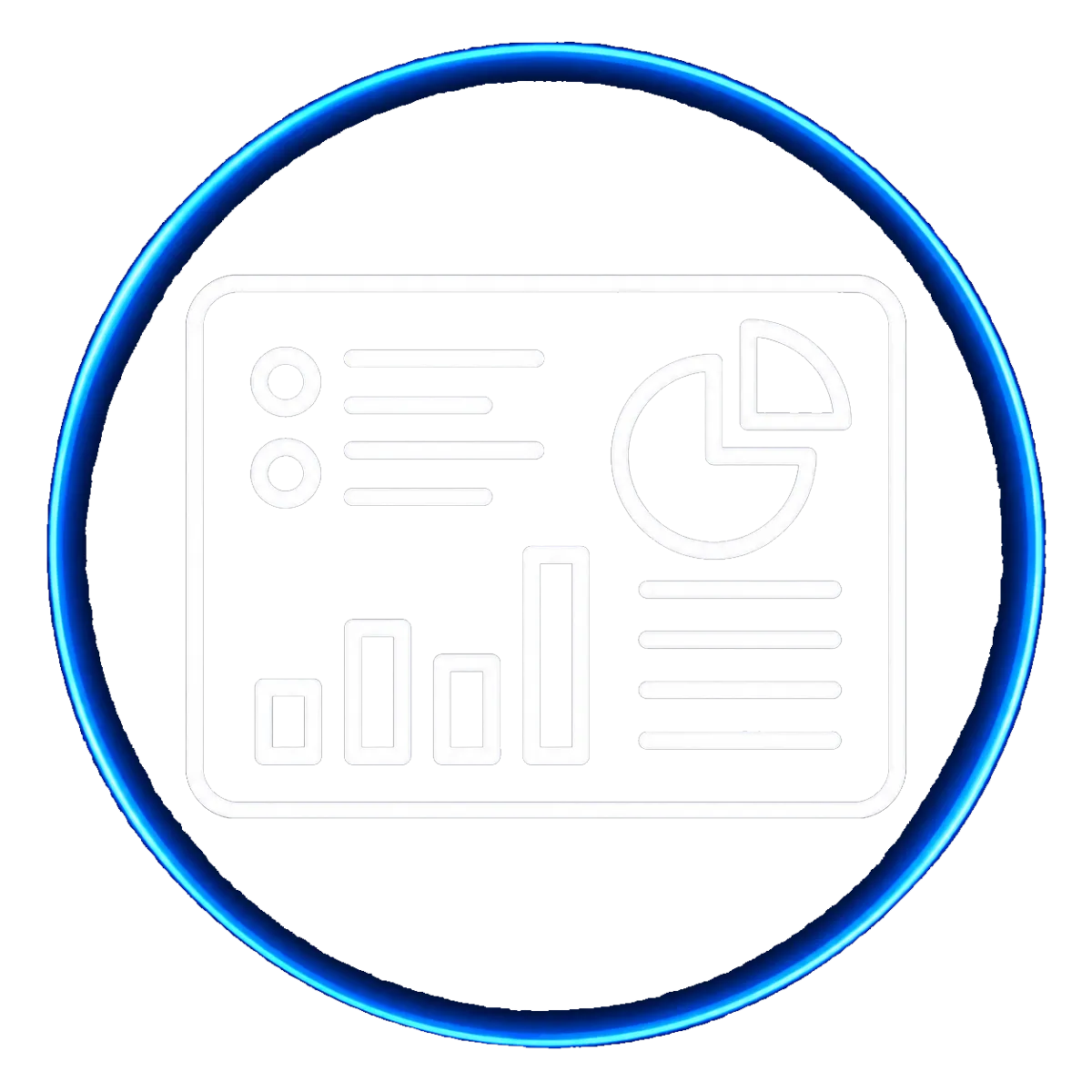 A purple circle with an icon in the middle that shows a dashboard 