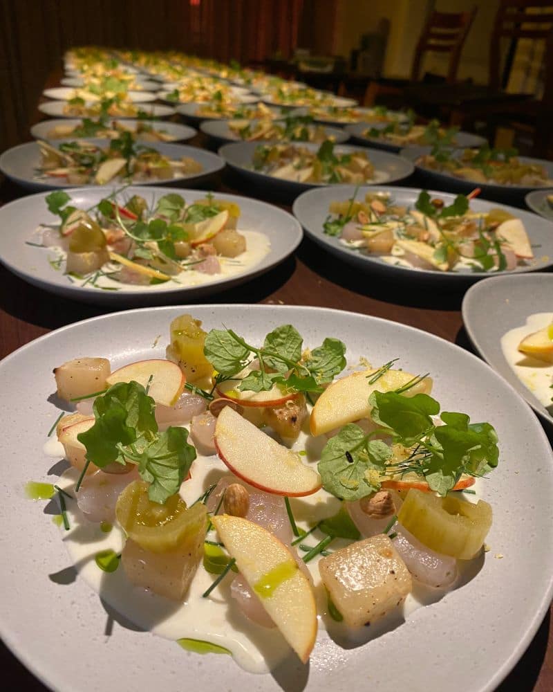 citrus cured fish apple fine dining private chef London elegant plating