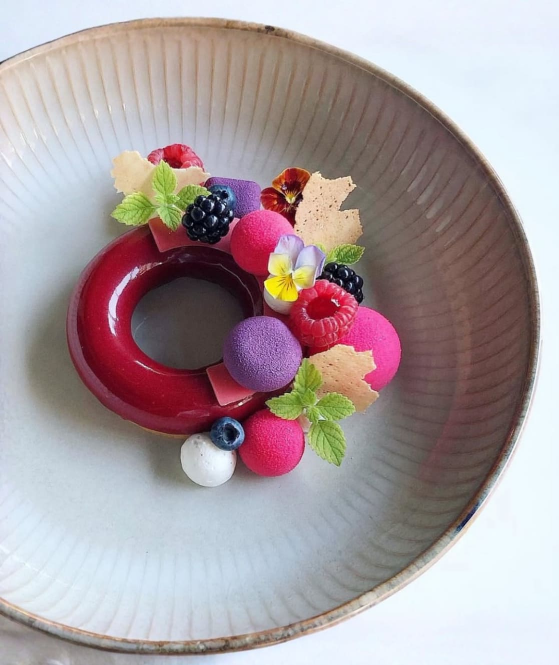 red berry dessert fine dining private chef London elegant plating
