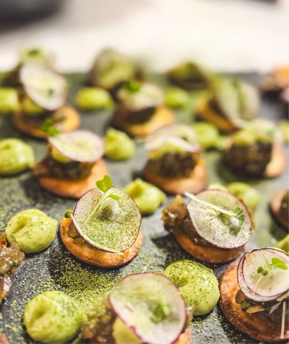 courgette tartlet canapé private chef London fine dining catering