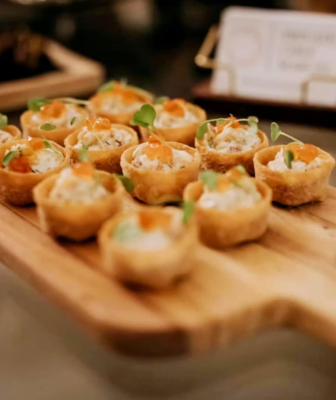 salmon roe tartlet canapé private chef London luxury catering fine dining