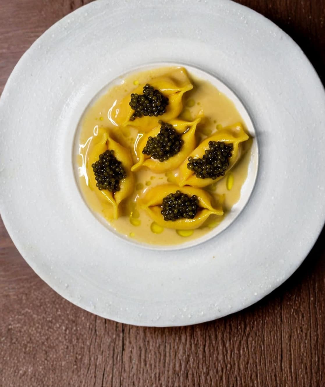 langoustine ravioli caviar fine dining private chef London plating