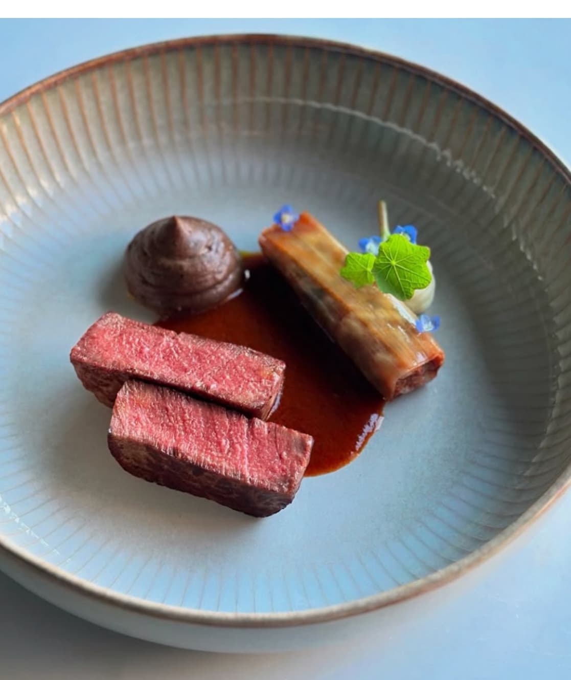 dry aged beef fine dining private chef London elegant plating