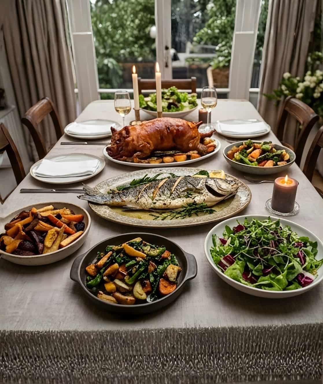 luxury sunday roast private chef London family dining table elegant setup