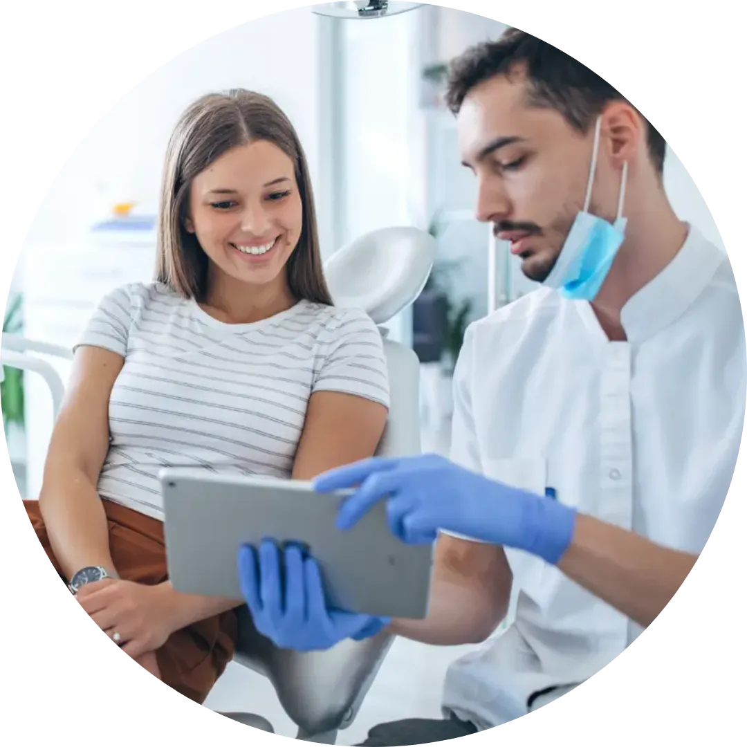 Efficient appointment setters managing dental practice schedules - Dentist scaling their practice and closing more treatment plans with dental sales solutions - Treatment Coordinator Consulting Patient - Maximize Conversion Rates - Appointment Setter on Phone - Optimize Dental Practice Efficiency