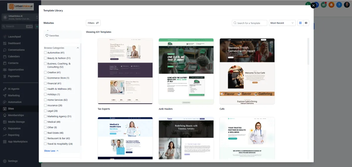 Hundreds of ready-to-use website templates for different industries.