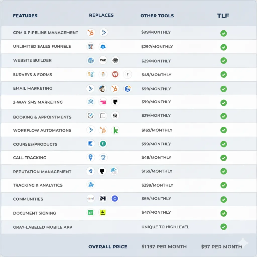 Tradie lead flow features comparison image