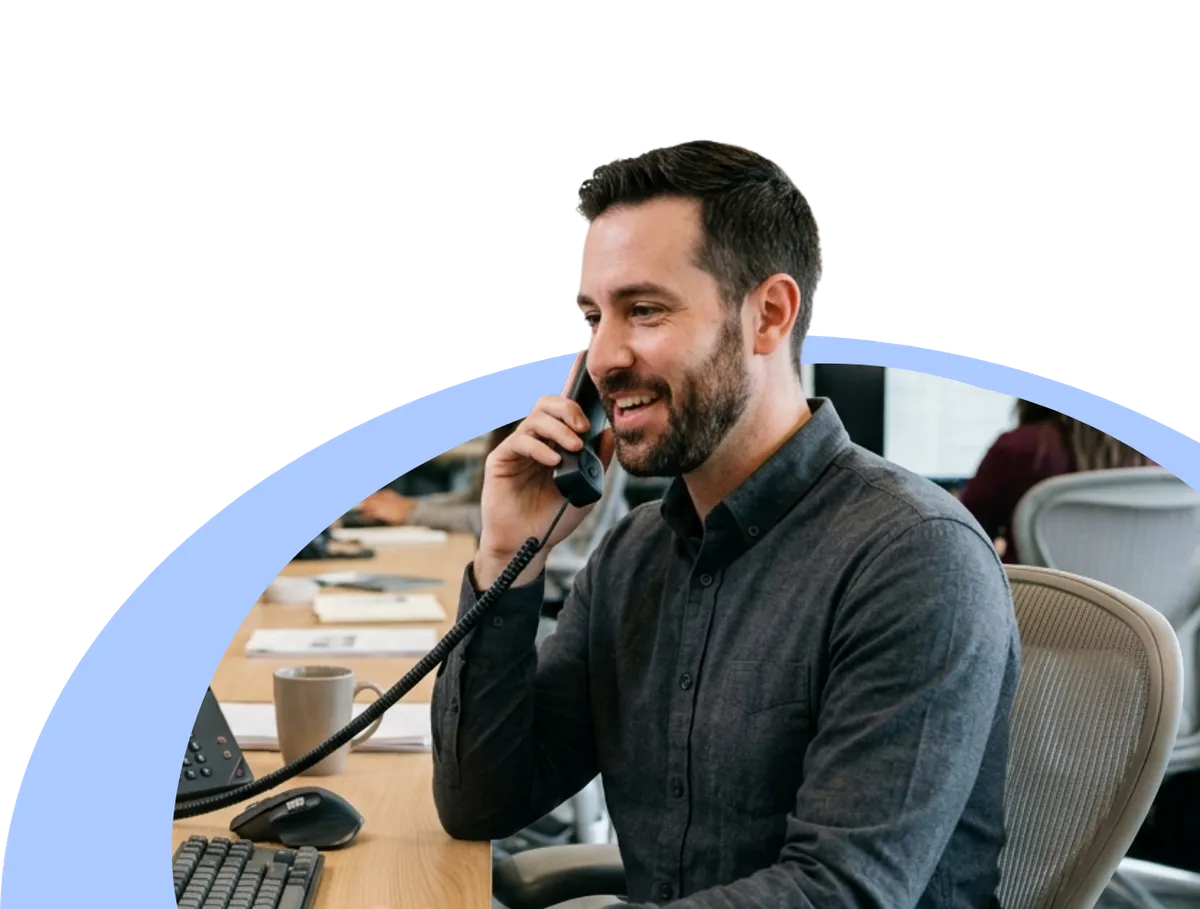A man calling using modern  VOIP phone