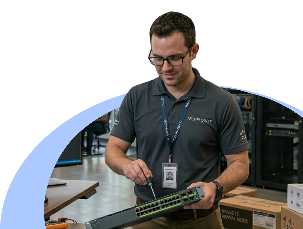 IT Tech checking the devices