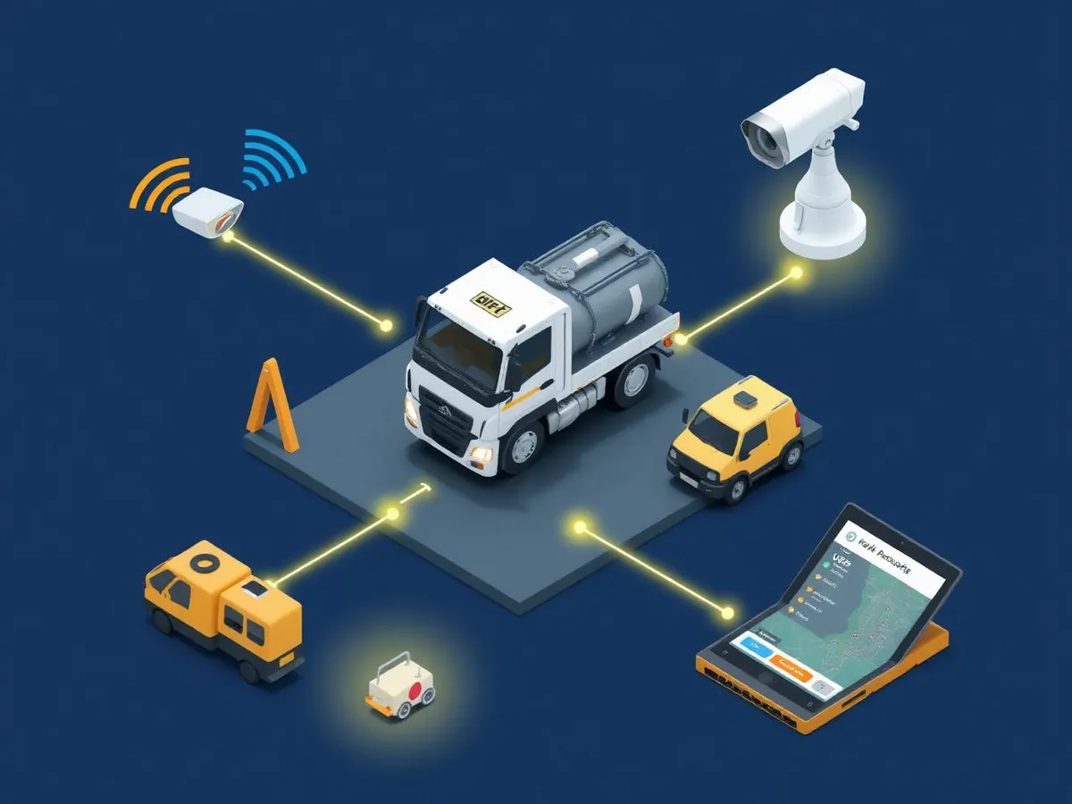 Connected job site with Wi-Fi, security cameras, GPS-tracked truck and tablet