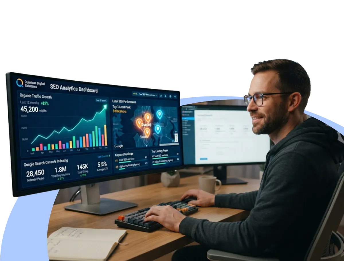 man wearing an eyeglass and doing SEO