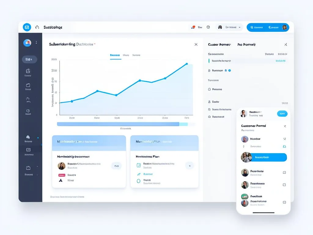 Subscription billing dashboard with recurring revenue chart and customer portal