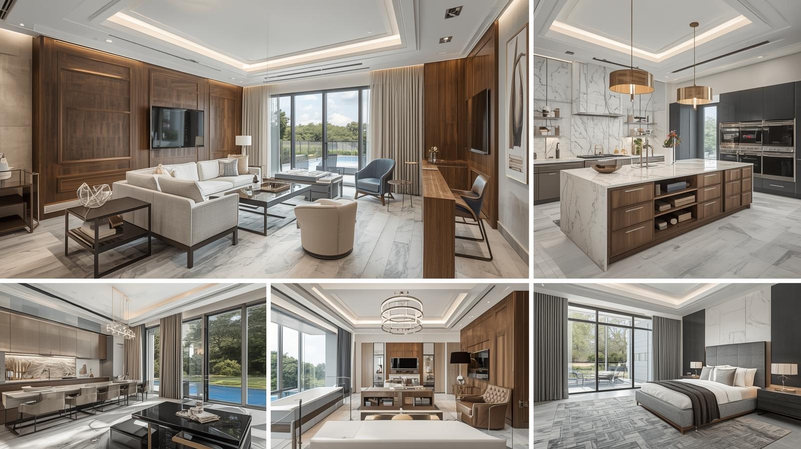 Luxurious modern living room with large sectional sofa.