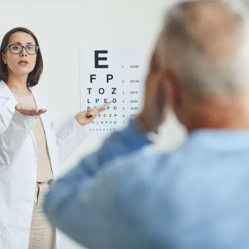 man doing a vision eye test