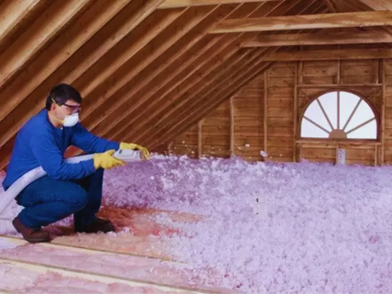 expert blown insulation tech spraying 