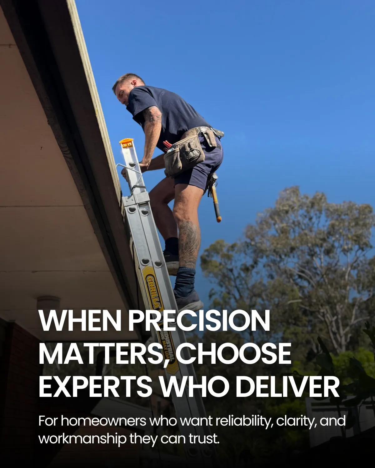 Expert HVAC technician climbing a ladder for precision air conditioning installation and maintenance services
