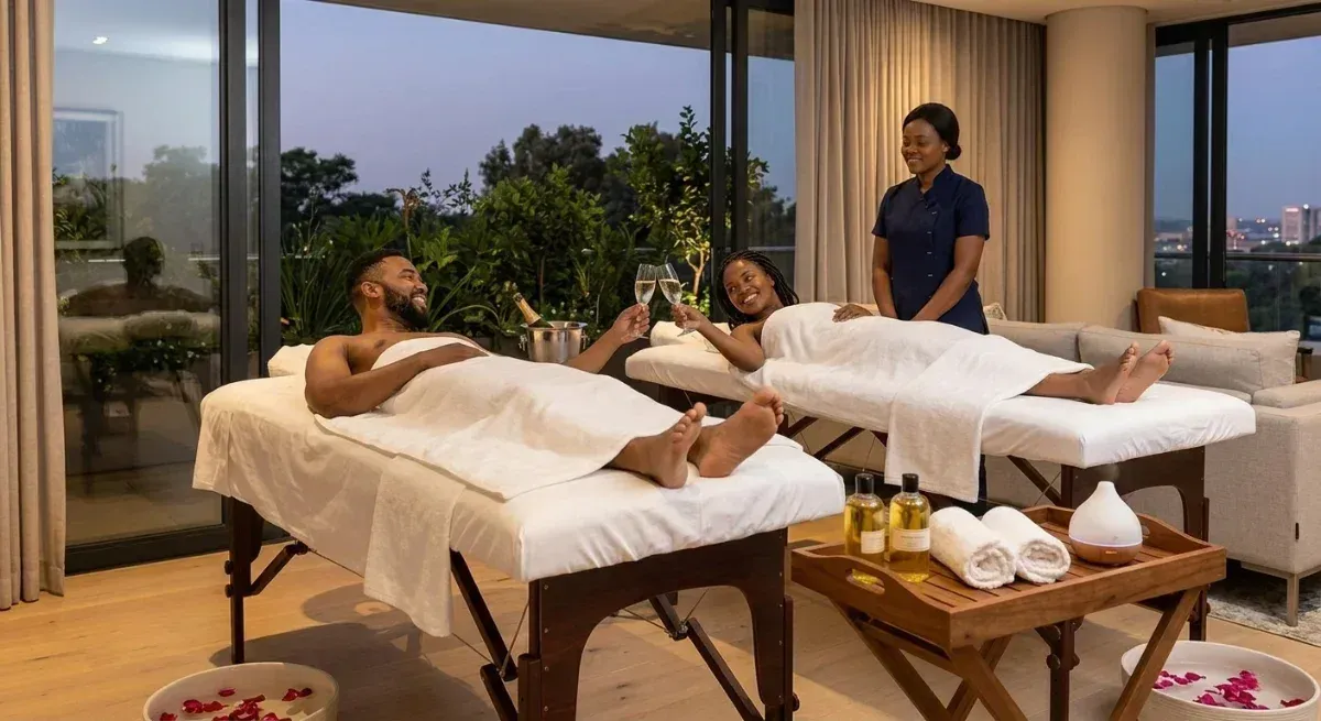 Woman receiving relaxing full-body massage at Serenity Glow Spa