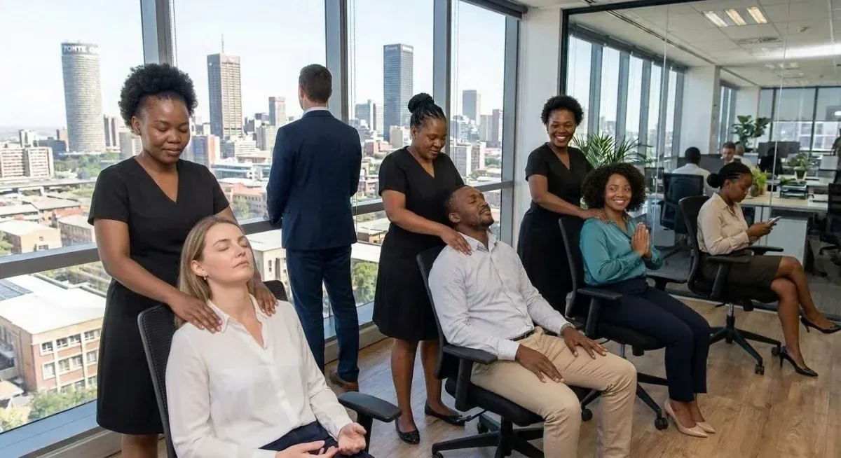 Newleaf Mobile Massage Spa provides mobile massage service at a corporate office