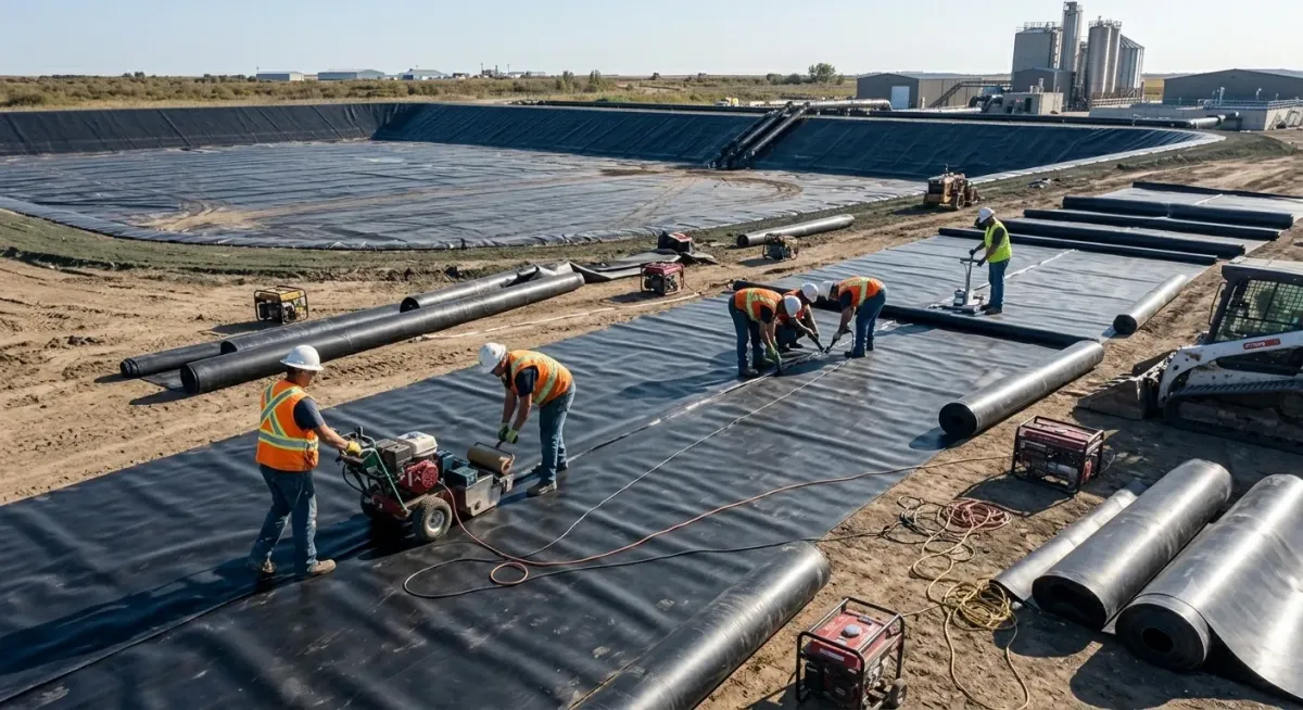 Seaming large pond liner panels on site