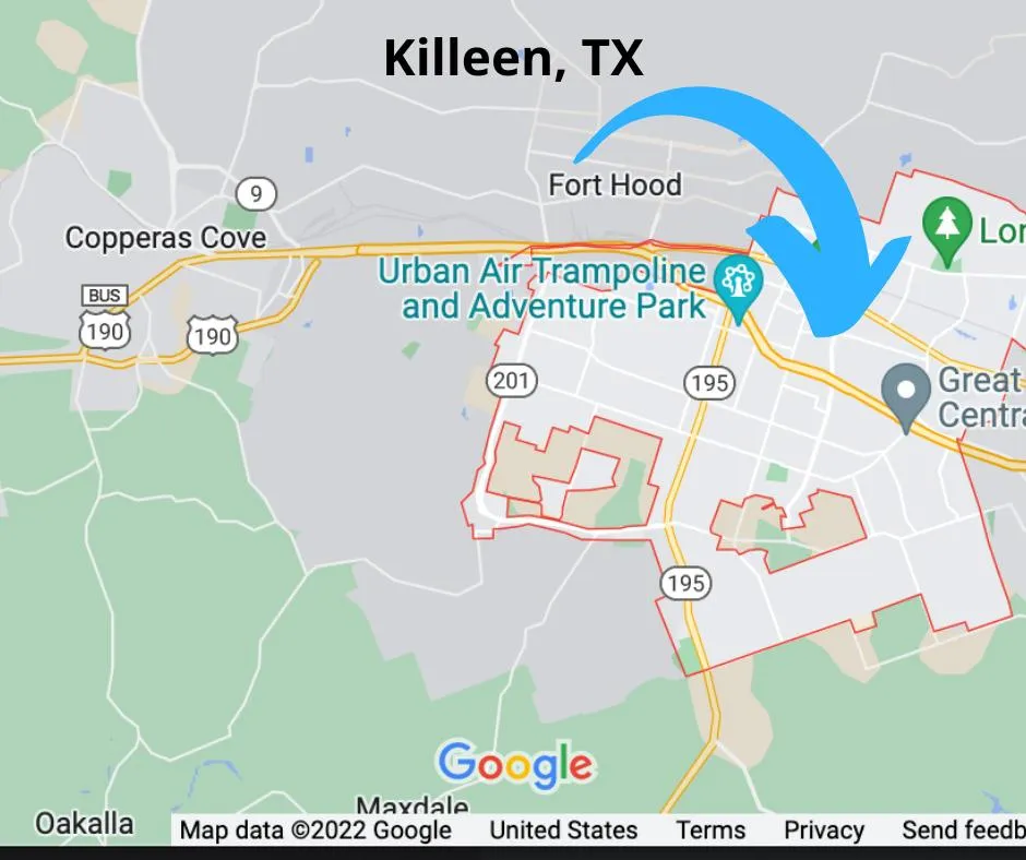 We Buy Houses in Killeen, TX Map Snippet