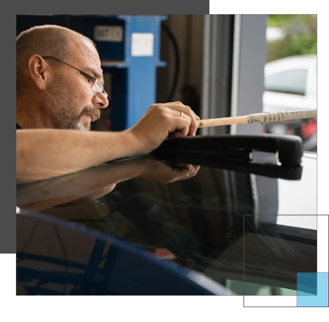 automotive hail repair, PDR on the roof of a vehicle
