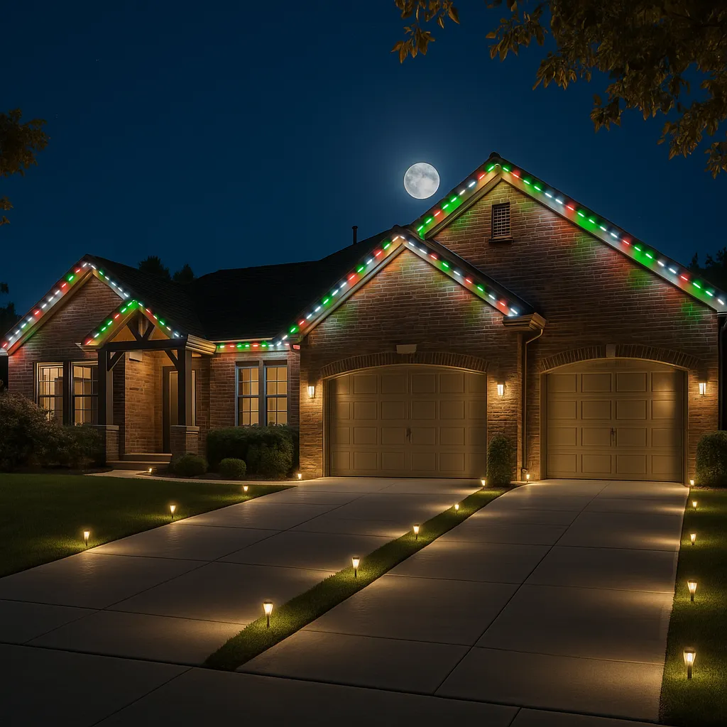 a yellow light hanging from a brick wall