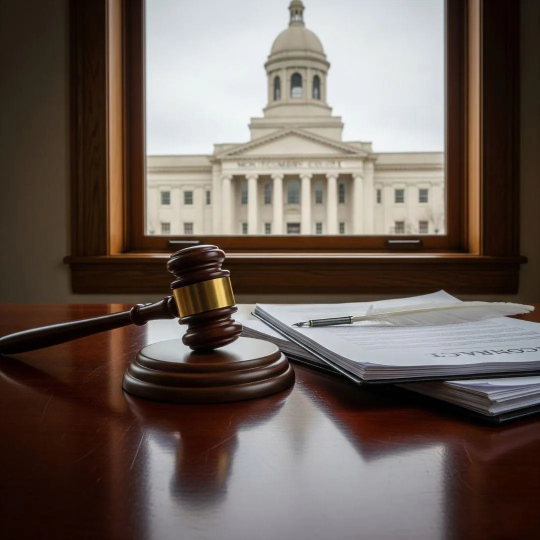 Texas power of attorney legal documents and pen on wooden desk with gavel representing estate planning services